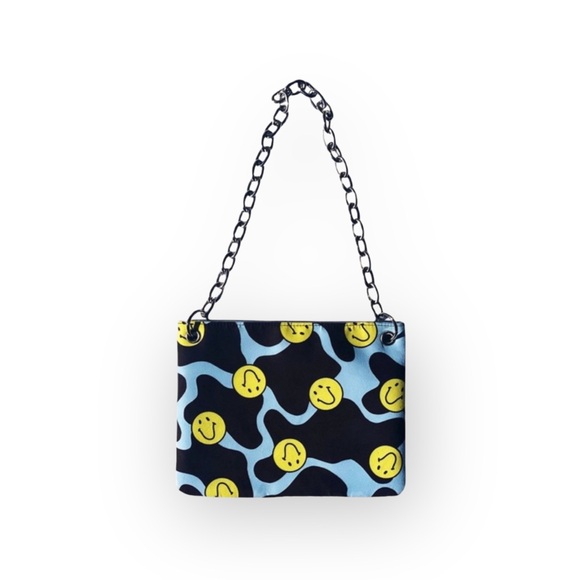 VHTF: Valfre ☻︎ Serotonin Smiley Face Purse ☻︎ Chain Strap ☻︎ Black Vegan Suede - Picture 5 of 16